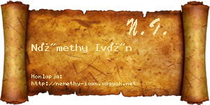 Némethy Iván névjegykártya