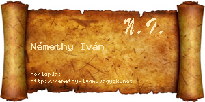 Némethy Iván névjegykártya